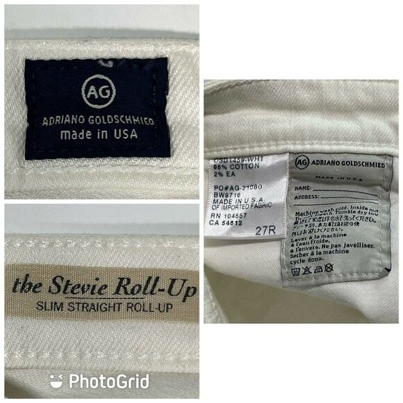 ADRIANO GOLDSCHMIED AG White The Stevie Roll-Up Crop Jeans Sz 27 New With Tag - Picture 10 of 13